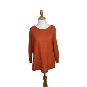 ana A new Approach Orange Metallic Knit Sweater Size Large Petite Womens